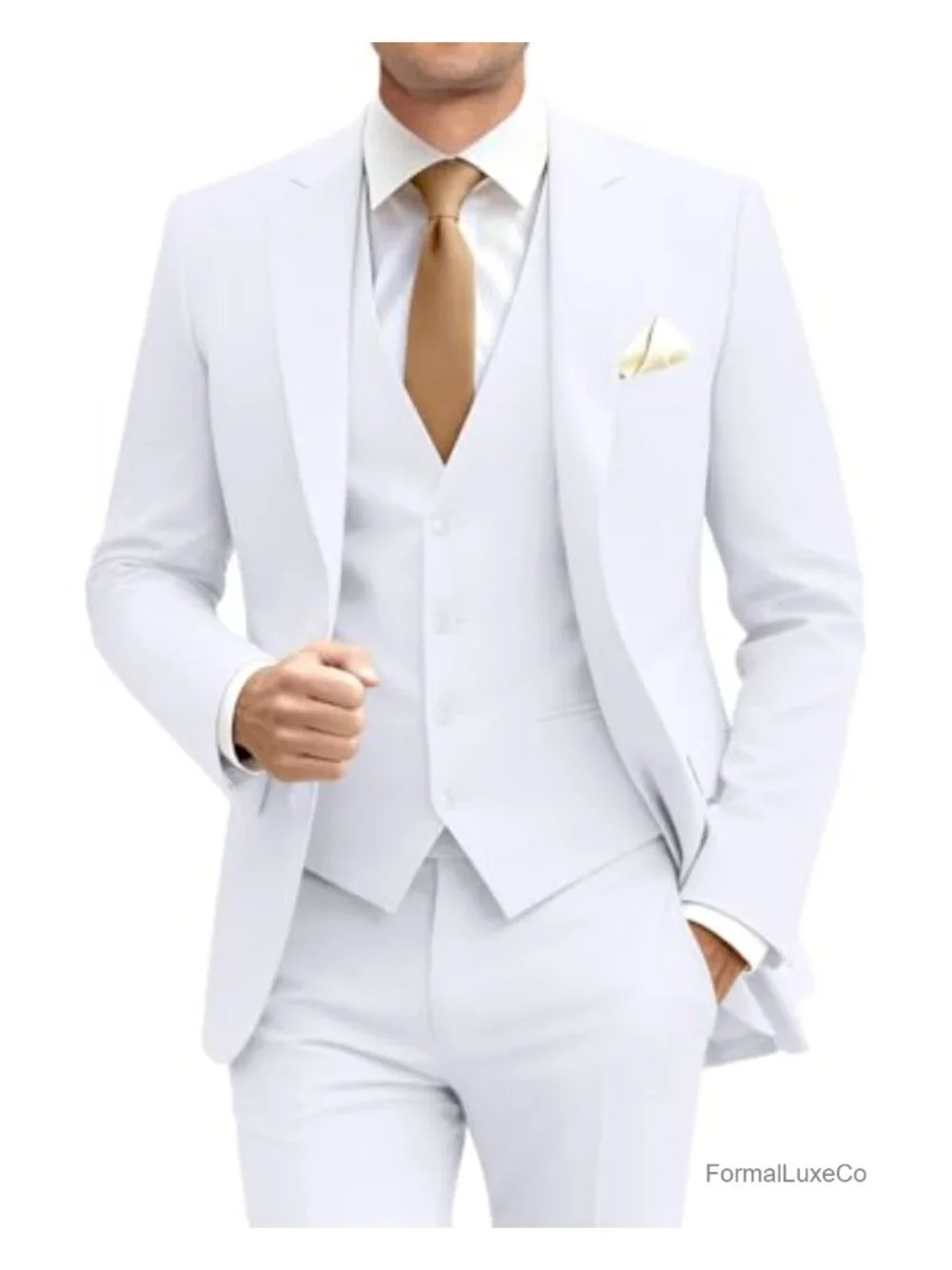 Men's 3 Piece Suit Set with Blazer, Vest & Pants for Wedding, Prom & Business